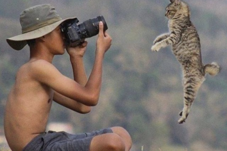 boy with lumbar hump and cat